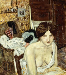 休息模式； Le Repos de Modele，约1910年（船上有油） 作者 Pierre Bonnard
