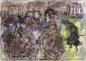 The Square，Evening，1899（粉彩，wc和墨水在纸上） 作者 皮埃尔·邦纳德