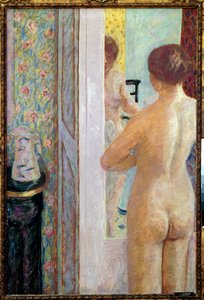 厕所女人从后面裸体。 Pierre Bonnard (1867-1947) 作画，1908 年 1,19 x 0,79 米。 巴黎，奥赛博物馆