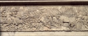 1515年的马里尼昂之战。法国国王弗朗索瓦一世（1494-1547）的心脏之墓。皮埃尔-邦特姆斯（Pierre Bontemps）（约1507-1568）的低浮雕