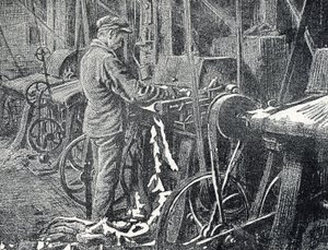 皮革业：毛皮机械割草 皮埃尔-卡尔梅特 "Excursion a travers les metiers "中的雕刻 私人收藏 作者 皮埃尔·卡尔梅特