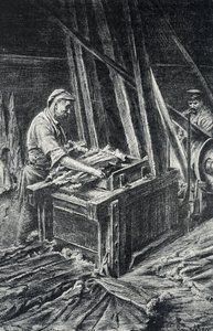 Peausserie, le corroyage：皮革工艺，将兽皮软化，使其更加丰满 皮埃尔-卡尔梅特珍贵藏品中的版画 作者 皮埃尔·卡尔梅特