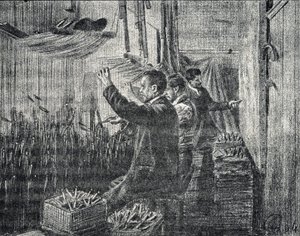奥布松挂毯：装饰匠颠倒工作 皮埃尔-卡尔梅特的 "Excursion a travers les metiers "中的雕刻 珍贵收藏 作者 皮埃尔·卡尔梅特