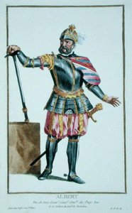 大胆的阿尔伯特（1443-1500）萨克森公爵，摘自 "Receuil des Estampes, representant les Rangs et les Dignites, suivant le Costume de toutes les Nations existantes"，1780年出版（手绘版画）。 作者 皮埃尔·杜弗洛斯