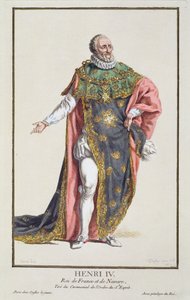 亨利四世（1553-1610）法国国王，来自&39;Receuil des Estampes，代表Ranges和Dignites，遵循所有现有国家的服装&39;，1780年出版（手工彩色雕刻） 作者 皮埃尔·杜弗洛斯