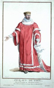 Jacques Auguste de Thou (1533-1617)摘自《Receuil des Estampes, Representant les Rangs et les Dignites, suivant le Costume de toutes les Nations existantes》，1780年出版（手绘版画） 作者 皮埃尔·杜弗洛斯