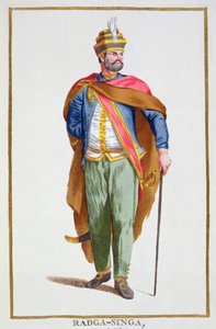 锡兰国王Raja-Singa，摘自 "Receuil des Estampes, Representant les Rangs et les Dignites, suivant le Costume de toutes les Nations existantes"，1780年出版（手绘版画）。