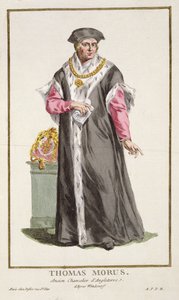 Thomas More（1478-1535）来自&39;Receuil des Estampes，代表Ranges and Dignites，遵循所有现有国家的服装&39;，1780年出版（手工彩色雕刻） 作者 皮埃尔·杜弗洛斯