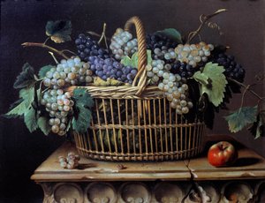 一束葡萄在篮子里的静物写生Pierre Dupuis绘画