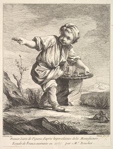 带小男孩拿着篮子的前奏曲，出自总理里弗尔·德·弗格斯daprèsles po ...，1757年。