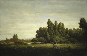 树木环绕的草地，ca。 1845年。 作者 皮埃尔·艾蒂安·西奥多·卢梭