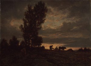 1860年代与犁耕者的风景 作者 皮埃尔·艾蒂安·西奥多·卢梭