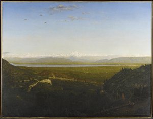 勃朗峰（Mont Blanc）景色，从La Faucille约摄于1865年（布面油画） 作者 皮埃尔·艾蒂安·西奥多·卢梭