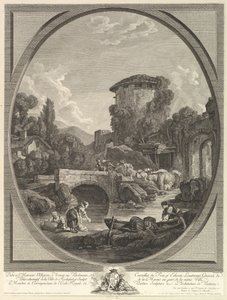 Paysage au Pont et au Pigeonnier 有桥和鸽子窝的风景，18世纪。 作者 皮埃尔·弗朗索瓦·洛朗
