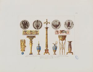 来自CI Isabey画家工作室的细节和装饰品，来自“室内装饰的集合，包括与家具有关的一切”，出版于巴黎，1801年