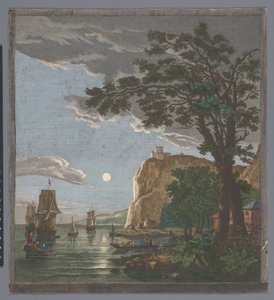 月光下的海岸和水面上的船只景色
La pleine lune（物上标题） 作者 皮埃尔·雅克·杜雷