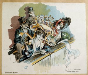 Pierre Georges Jeanniot水彩剧院的优雅情侣 作者 皮埃尔·乔治·让尼奥