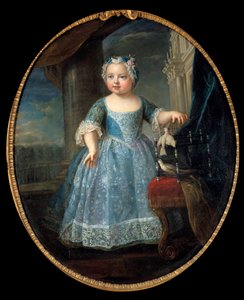 法国路易丝·玛丽 (1728-1733) 的肖像画，路易十五的第三个女儿 皮埃尔·戈贝尔 (1662-1744) 18 世纪太阳画作。 1,08 x 0,88 米。