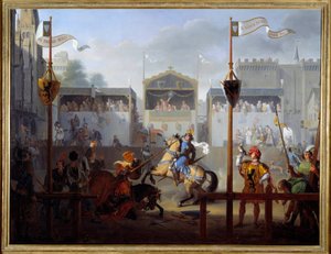 14世纪的一场比武。皮埃尔-亨利-雷沃伊（1776-1842）的画作