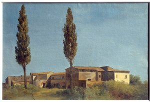 在法尔内塞别墅，两棵杨树。 Pierre Henri De Valenciennes (1750-1819) 的绘画 作者 皮埃尔·亨利·德·瓦朗谢讷