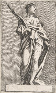 站立的女性形象，约1739-40，约1739-40。 作者 皮埃尔·伊格纳斯·帕罗塞尔