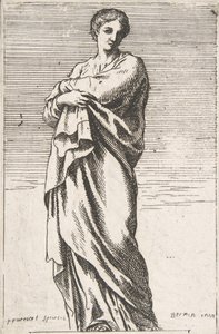 站立的女性形象，约1739-40，约1739-40。 作者 皮埃尔·伊格纳斯·帕罗塞尔