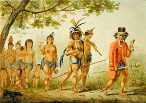 部落的行进，约1839年（纸上水彩）。 作者 皮埃尔·J·贝努瓦