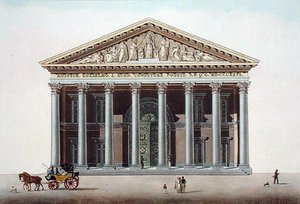 根特的学术宫，出自皮埃尔-雅克-戈特盖布尔的 "Choix des Monuments, Edifices et Maisons les plus remarquables du Royaume des Pays-Bas"，由L. Roelandt雕刻，1827年出版（水印）。