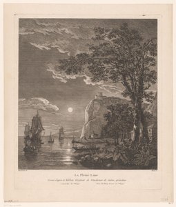 夜景与海岸上的船只
La Pleine Lune（物上标题）。 作者 皮埃尔·雅克·杜雷