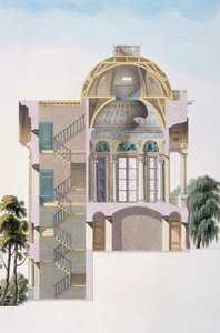 安特卫普附近Hingen展馆的横截面，由Pierre Jacques Goetghebuer撰写的“选择纪念碑，卓越的建筑和荷兰王国的房屋”，于1827年出版（colo