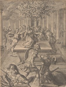 特洛伊的劫难--吡咯斯杀死普里阿姆，1654年前。 作者 皮埃尔·隆巴特