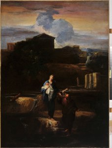 飞往埃及的航班。 皮埃尔·路易斯·克雷蒂 (Pierre-Louis Cretey) 的绘画 作者 Pierre Louis Cretey或Cretet