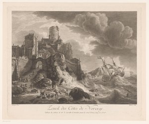 挪威海岸与被冲上岸的海员
Ecueil des Côtes de Norwege（物上标题） 作者 鲁道夫·巴库伊森