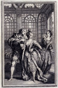 La fiancee du roi de Garbe - in "Tales et nouvelles en vers" by Jean La Fontaine.1776.插图：P.P. Choffard。 作者 皮埃尔·菲利普·肖法尔