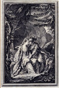La fiancee du roi de Garbe - in "Tales et nouvelles en vers" by Jean La Fontaine.1776.插图：P.P. Choffard。 作者 皮埃尔·菲利普·肖法尔