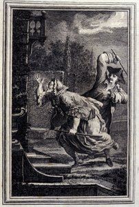 Le Cucku, beaten, et content --载于让-拉封丹的 "诗歌中的故事和短篇小说"。1776.插图：P.P. Choffard。 作者 皮埃尔·菲利普·肖法尔