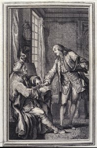 Les confeux indiscrets - 载于Jean La Fontaine的 "Tales et nouvelles en vers"。1776.插图：P.P. Choffard。 作者 皮埃尔·菲利普·肖法尔
