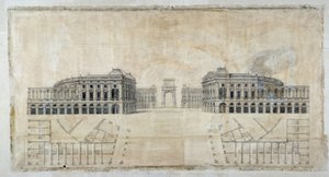 建筑：“马赛皇家广场项目，港口和平面图的透视图”1686（绘图）