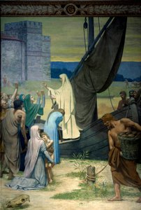 Sainte Genevieve 为被匈奴国王阿提拉军队包围的巴黎人提供补给。 Pierre Puvis De Chavannes (1824-1898) 19 世纪巴黎的壁画。 万神殿 作者 皮埃尔·普维斯·德·沙瓦纳
