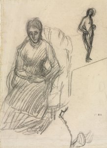 玛丽·坎塔库兹夫人蜡像研究，站立女性裸体研究，c。 1883年。 作者 皮埃尔·普维斯·德·沙瓦纳