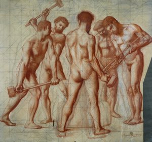 The Forgers，研究&39;Allegorie du Travail&39;（红色粉笔在纸上）