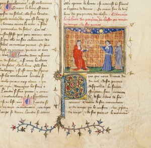 Bartholomeus Anglicus的“ De Proprietatibus Rerum”中的一页的详细内容，由Jean Corbechon译成法语，约1390年 作者 皮埃尔·雷米耶
