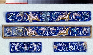 Grotesque rinsing plates. Enamel painted realized in the workshops of Pierre Reymond (1513-1584) Enouen, Musee national de la Renaissance