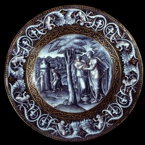 皮埃尔-雷蒙德（1513-1584）绘制的珐琅彩维纳斯和赛琪盘 16世纪