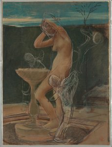 素描，《一位沐浴女子的研究》，19 世纪末