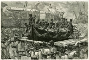 The procession of the Cirio on the eve of All Saints, religious and popular, the image of the Virgin is transported throughout the city on the canoe of a ship that disappeared in 1793, which the survivors offered ex-voto the Miraculous Virgin. Engraving by 作者 皮埃尔·维格纳尔