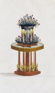 桃花心木和青铜花架，板块287，插图来自《家具和品味物品收藏》（Collection de meubles et objects de gout）。 作者 皮埃尔·德拉·迈桑格