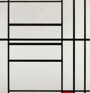 灰色和红色组合 1938 年，Piet Mondrian (1872-1944)，布面油画 作者 彼得·蒙德里安