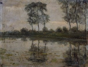 盖因河边的树木，作者 Piet Mondrian（1872-1944）。 荷兰，20 世纪。 作者 彼得·蒙德里安