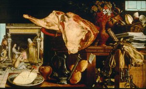 “Vanitas et Christ chez Marthe et Marie”（Vanity Still Life（Christ in the House of Martha and Mary）Peinture de Pieter Aertsen (1508-1575) - 1552 - 木头油彩暗淡 61,5x101 cm 维也纳艺术史博物馆 作者 彼得·埃森（Pieter Aertsen）